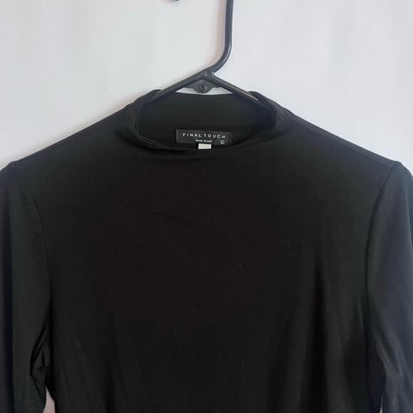 FINAL TOUCH RAYON MODAL LONGSLEEVE MOCK TURTLENECK BLACK BODYSUIT SIZE LARGE - Picture 3 of 10